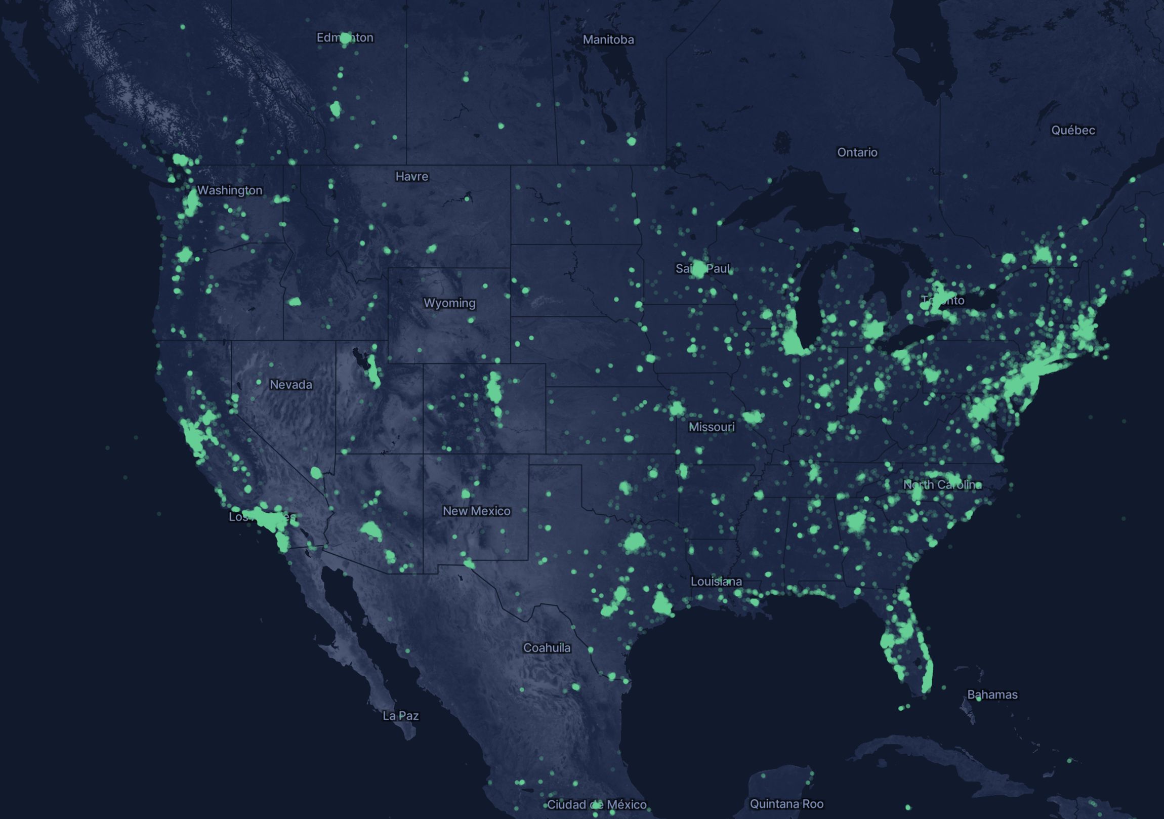 Helium network global map urban