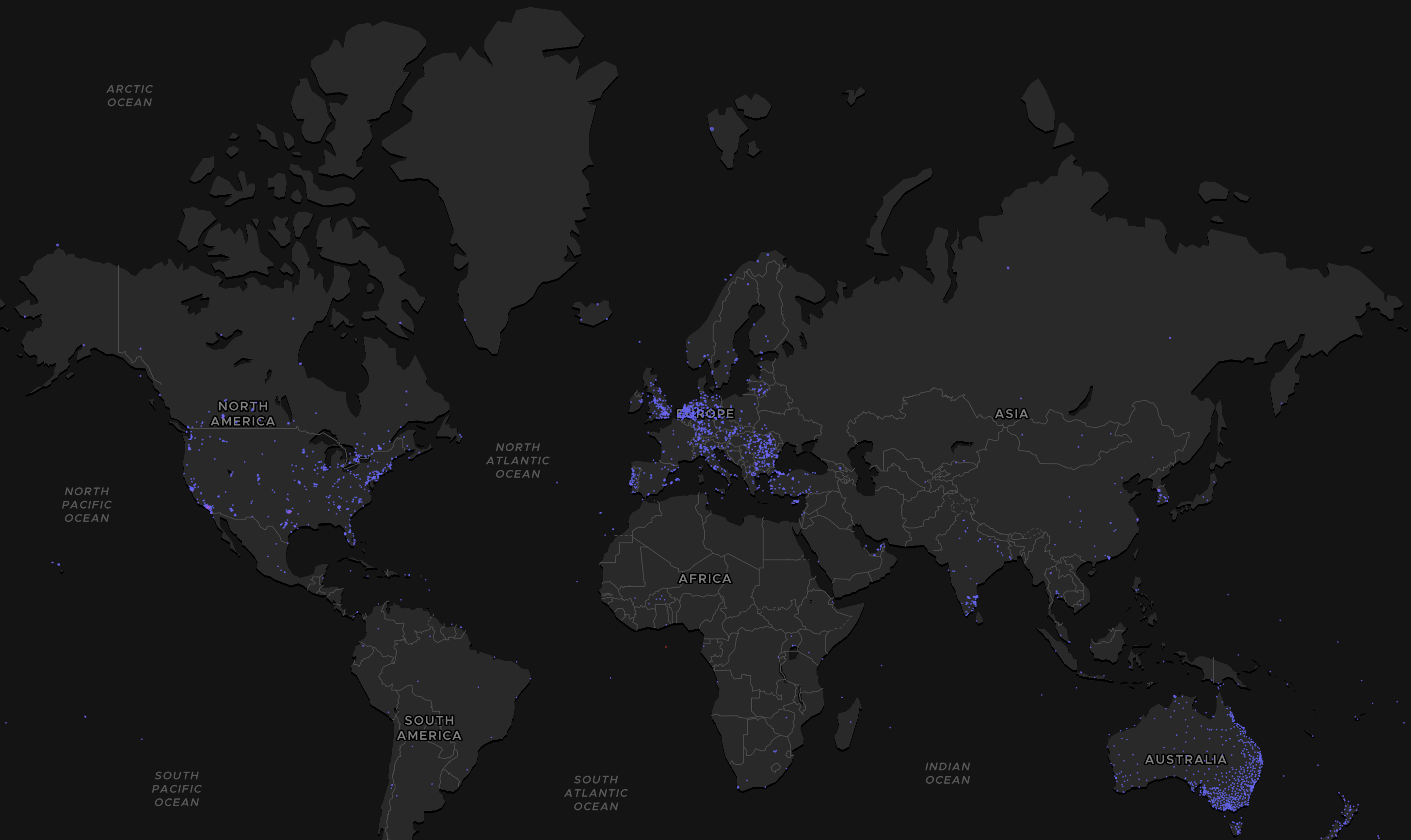 Global map of Helium Proof-of-Coverage verified 5G IoT hotspots highlighting urban and rural network expansions